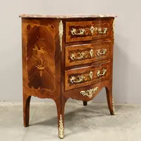 Antico cassettone comò Napoleone III intarsiato 19°secolo