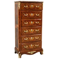 Ancienne commode hebdomadaire Napoléon III marquetée 19ème siècle