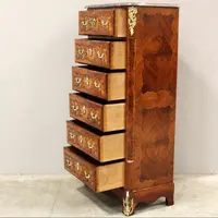 Ancienne commode hebdomadaire Napoléon III marquetée 19ème siècle