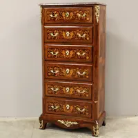 Ancienne commode hebdomadaire Napoléon III marquetée 19ème siècle