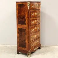 Ancienne commode hebdomadaire Napoléon III marquetée 19ème siècle