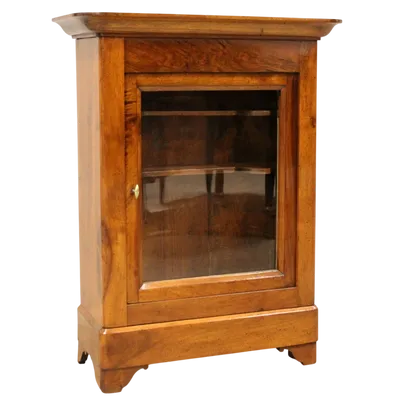 Ancienne vitrine suspendue Louis Philippe en noyer du 19ème siècle