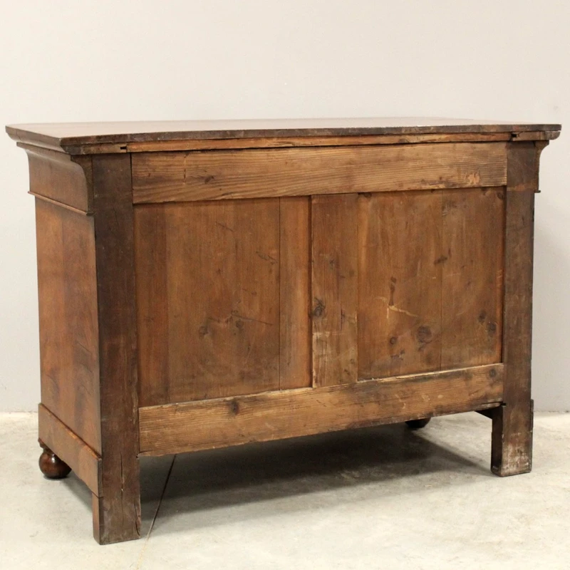 Commode ancienne Louis Philippe en noyer cappuccino du 19ème siècle