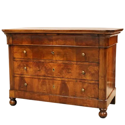 Commode ancienne Louis Philippe en noyer cappuccino du 19ème siècle