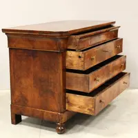 Commode ancienne Louis Philippe en noyer cappuccino du 19ème siècle