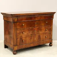 Commode ancienne Louis Philippe en noyer cappuccino du 19ème siècle