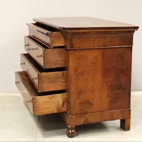 Commode ancienne Louis Philippe en noyer cappuccino du 19ème siècle