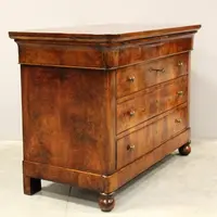 Commode ancienne Louis Philippe en noyer cappuccino du 19ème siècle