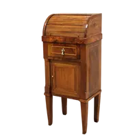 Ancienne table de chevet Direttorio en noyer incrusté 18ème siècle