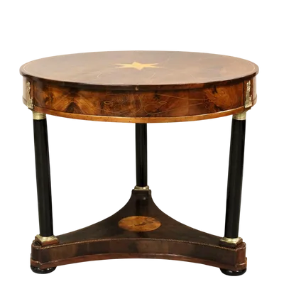 Ancienne table Empire en noyer marqueté 19ème siècle