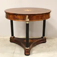 Ancienne table Empire en noyer marqueté 19ème siècle