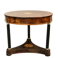 Ancienne table Empire en noyer marqueté 19ème siècle