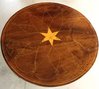 Ancienne table Empire en noyer marqueté 19ème siècle