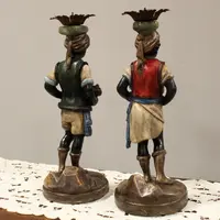 Antica coppia di Mori Veneziani portacero reggicero candelieri 19°secolo