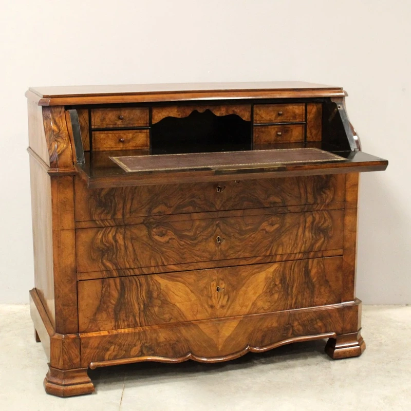 Ancienne commode à abattant en noyer Louis Philippe 19ème siècle
