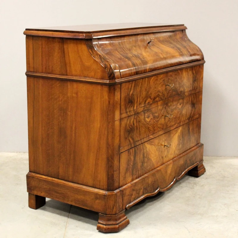 Ancienne commode à abattant en noyer Louis Philippe 19ème siècle