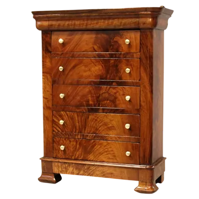 Commode ancienne miniature à semaine Louis Philippe en noyer 19ème siècle