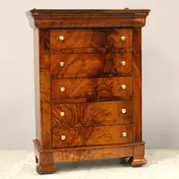 Antico modellino miniatura settimanale cassettiera Luigi Filippo in noce 19°secolo