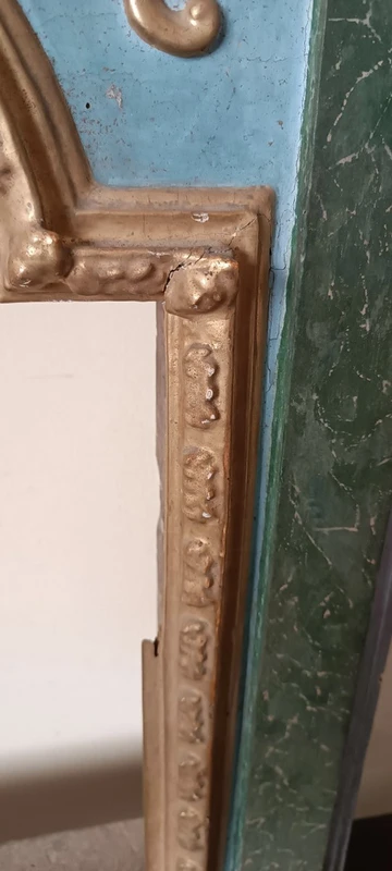 Antique wayside shrine , lacquered and gilded frame 18th century