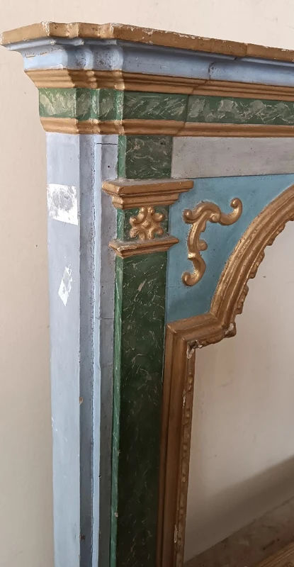 Antique wayside shrine , lacquered and gilded frame 18th century