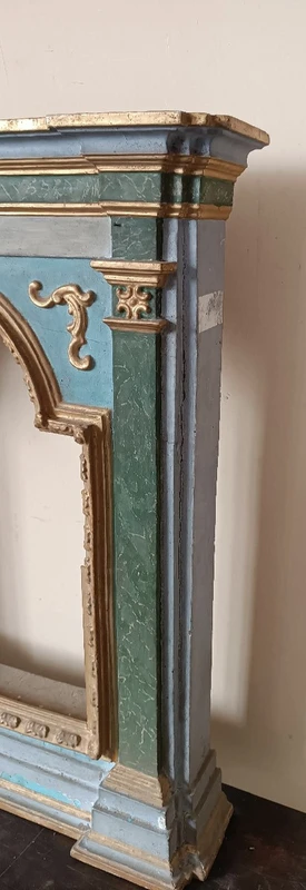 Antique wayside shrine , lacquered and gilded frame 18th century