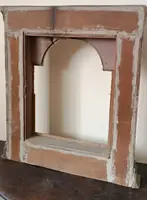 Antique wayside shrine , lacquered and gilded frame 18th century