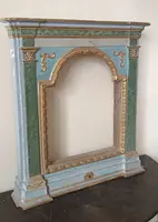 Antique wayside shrine , lacquered and gilded frame 18th century