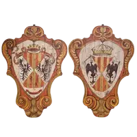 Coppia di scudi lignei nobiliari dipinti del ‘900