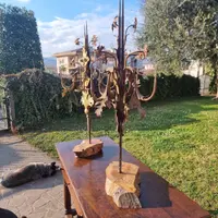 Coppia di candelabri del 1800 in lamierino dorato