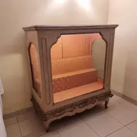 Vetrina Piemontese fine 700 laccata avorio con cornicione in mecca argento