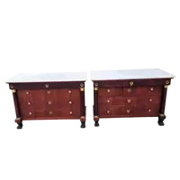 Pair of early Empire mahogany chests of drawers 1810 white marble
