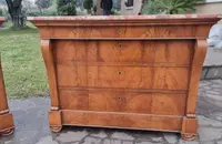 Coppia di cassettoni in noce Primo Impero 1810 con marmo Iran