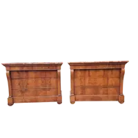 Coppia di cassettoni in noce Primo Impero 1810 con marmo Iran
