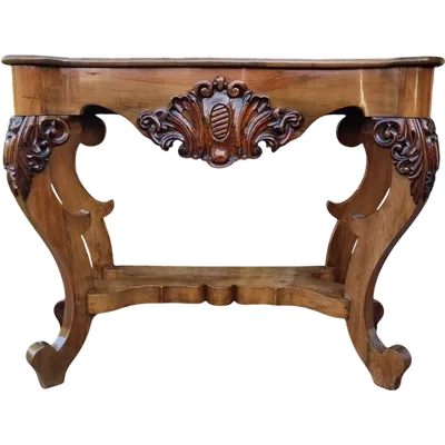 Console toscane en noyer du 19ème siècle Carlo X