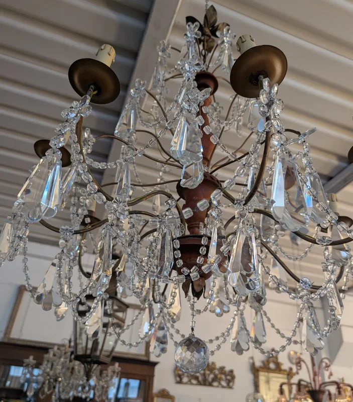 Genoese lacquered wood and crystal chandelier - Late 19th century