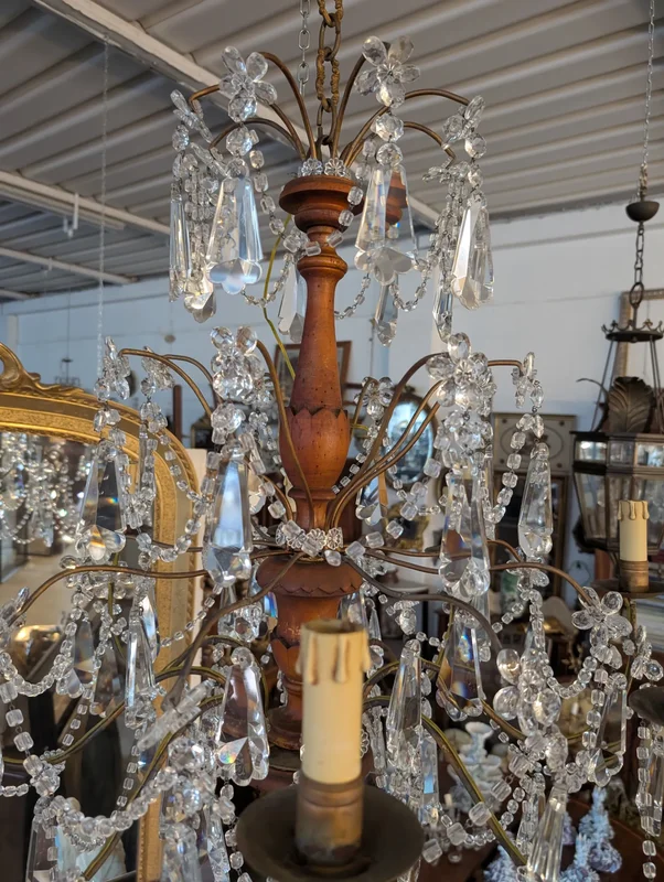 Genoese lacquered wood and crystal chandelier - Late 19th century