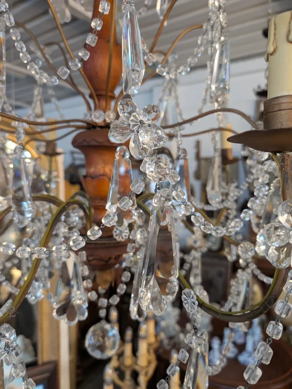 Genoese lacquered wood and crystal chandelier - Late 19th century