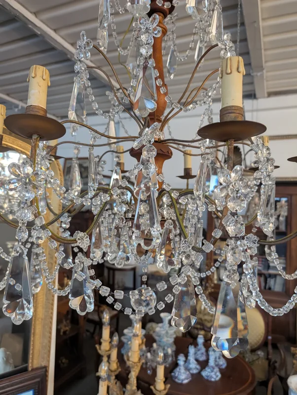 Genoese lacquered wood and crystal chandelier - Late 19th century
