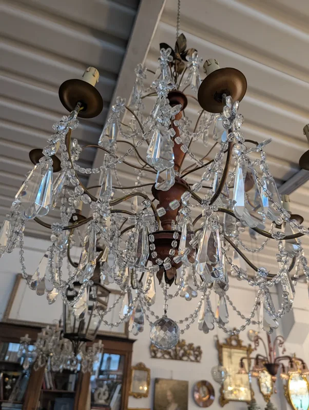 Genoese lacquered wood and crystal chandelier - Late 19th century