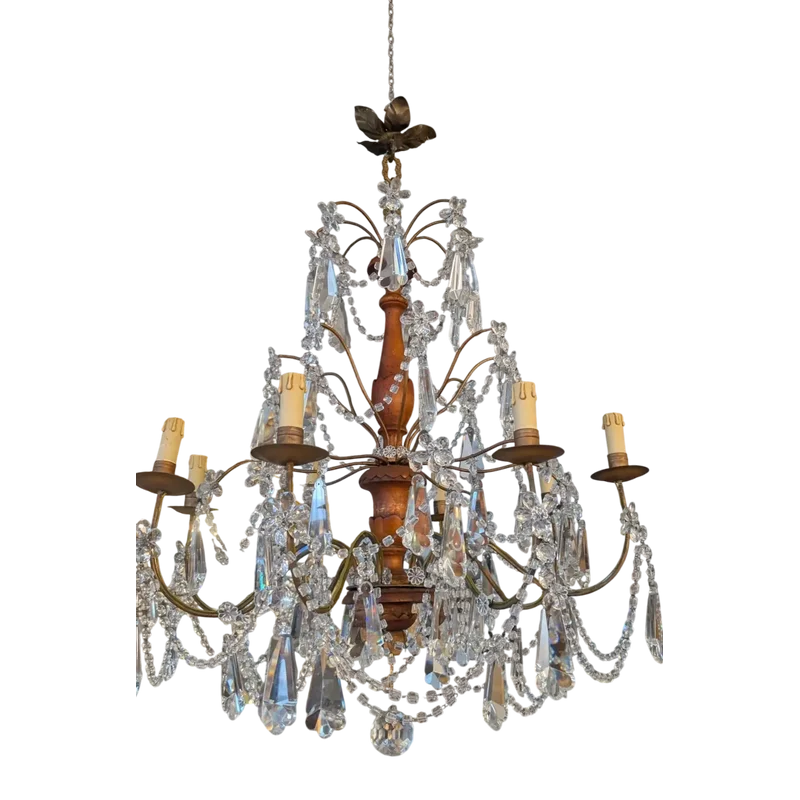 Genoese lacquered wood and crystal chandelier - Late 19th century