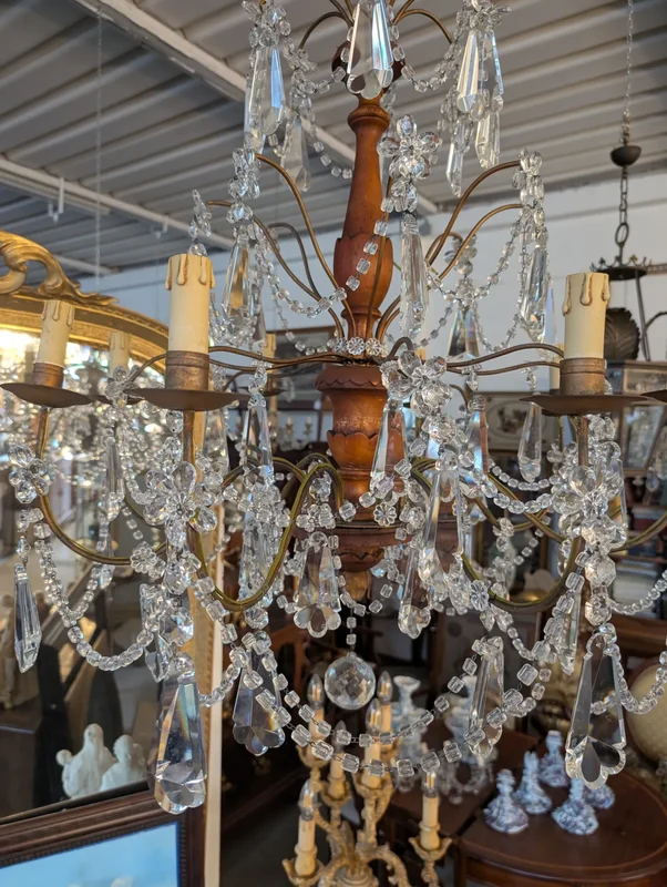 Genoese lacquered wood and crystal chandelier - Late 19th century