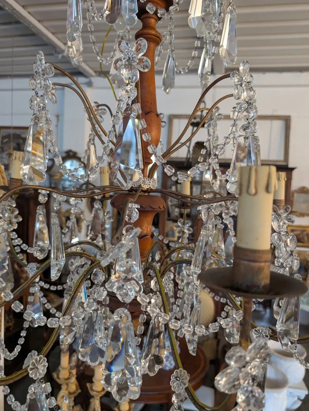 Genoese lacquered wood and crystal chandelier - Late 19th century