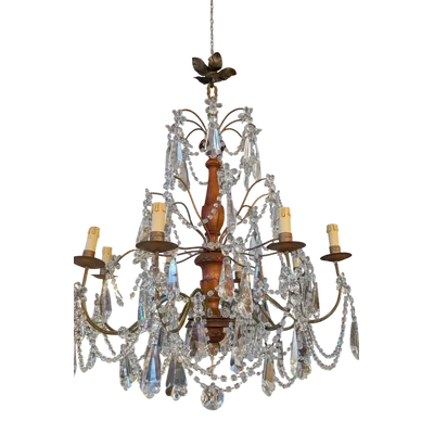 Genoese lacquered wood and crystal chandelier - Late 19th century