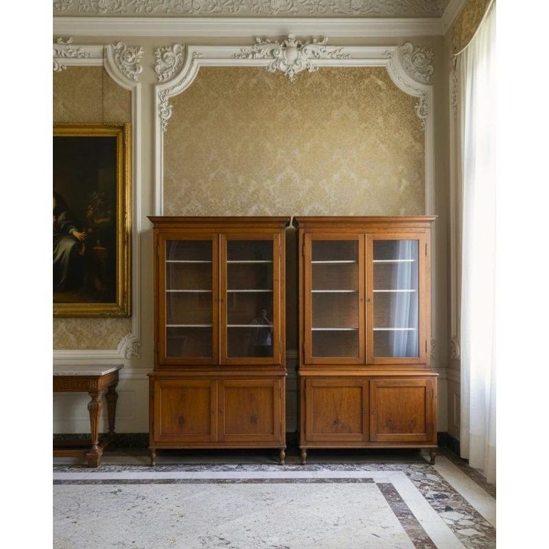 Coppia di credenze librerie in noce 1840 alta qualità