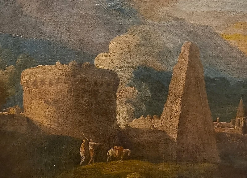 Olio su tela fine 600 Fuga d’Egitto di Philipp Peter Roos 1657-1706