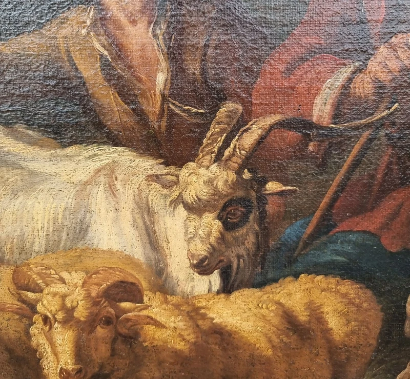 Olio su tela fine 600 Fuga d’Egitto di Philipp Peter Roos 1657-1706