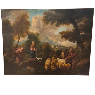 Oil on canvas late 17th century Escape from Egypt by Philipp Peter Roos 1657-1706