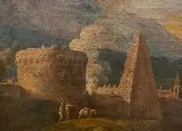 Olio su tela fine 600 Fuga d’Egitto di Philipp Peter Roos 1657-1706