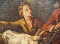 Olio su tela fine 600 Fuga d’Egitto di Philipp Peter Roos 1657-1706