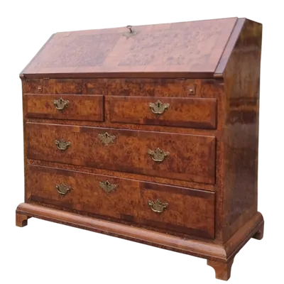 English walnut and elm burl walnut eighteenth-century English-style highboard